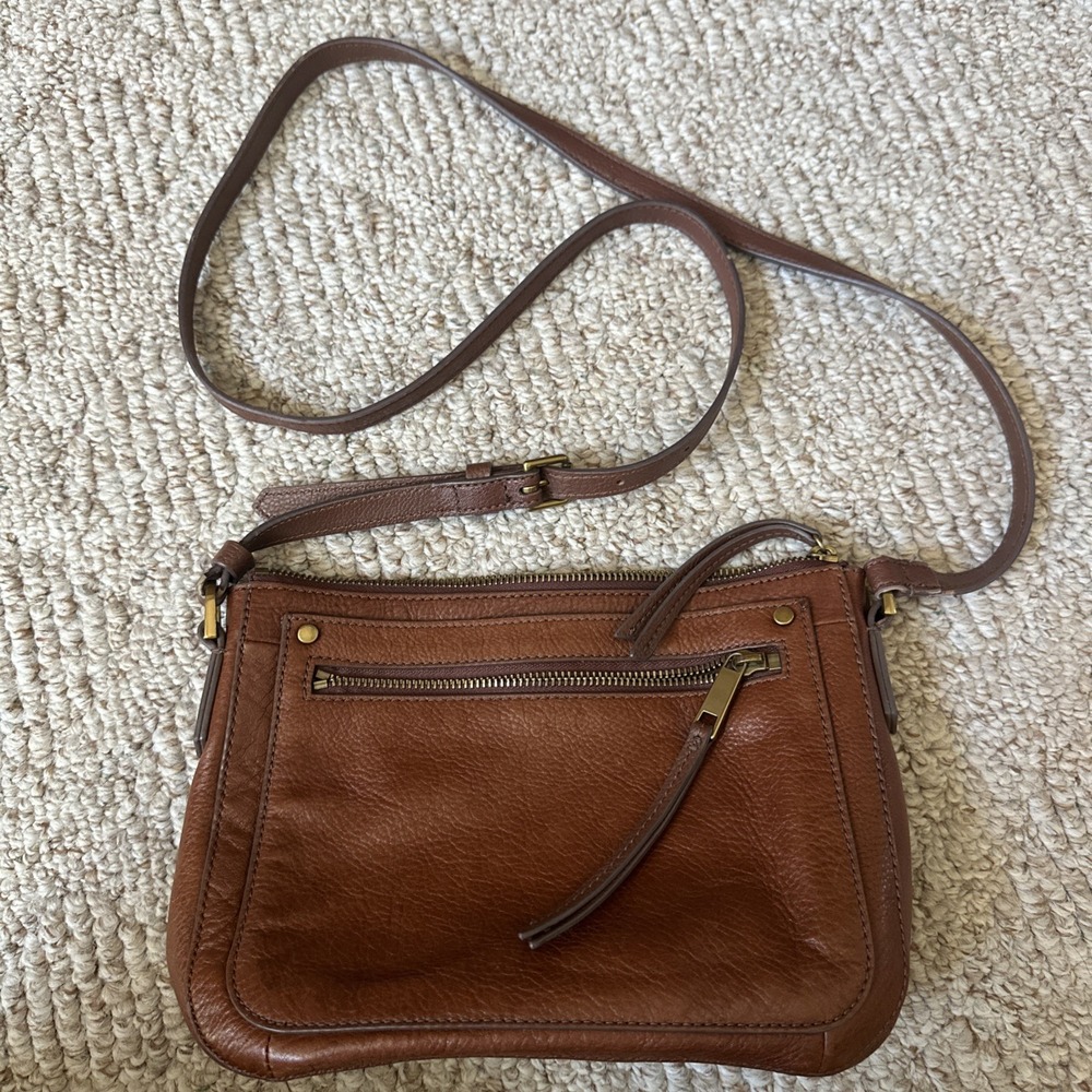 Womens Fossil Brown Leather Crossbody Purse 10x7 EUC